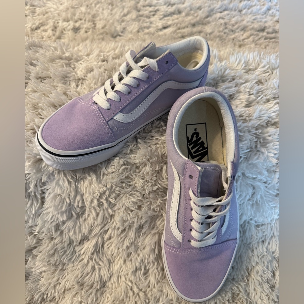 Vans pastel Purple and White Sneakers.